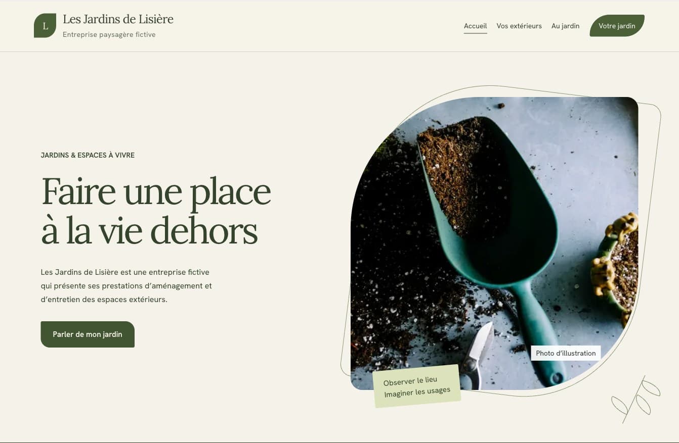 Aperçu du site Les Jardins de Lisière