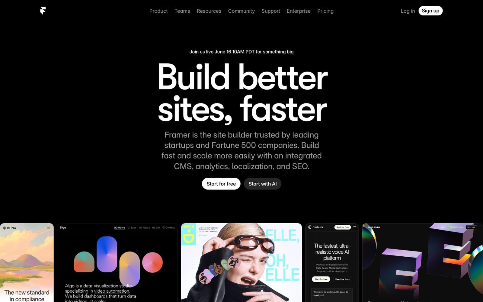 Interface de Framer