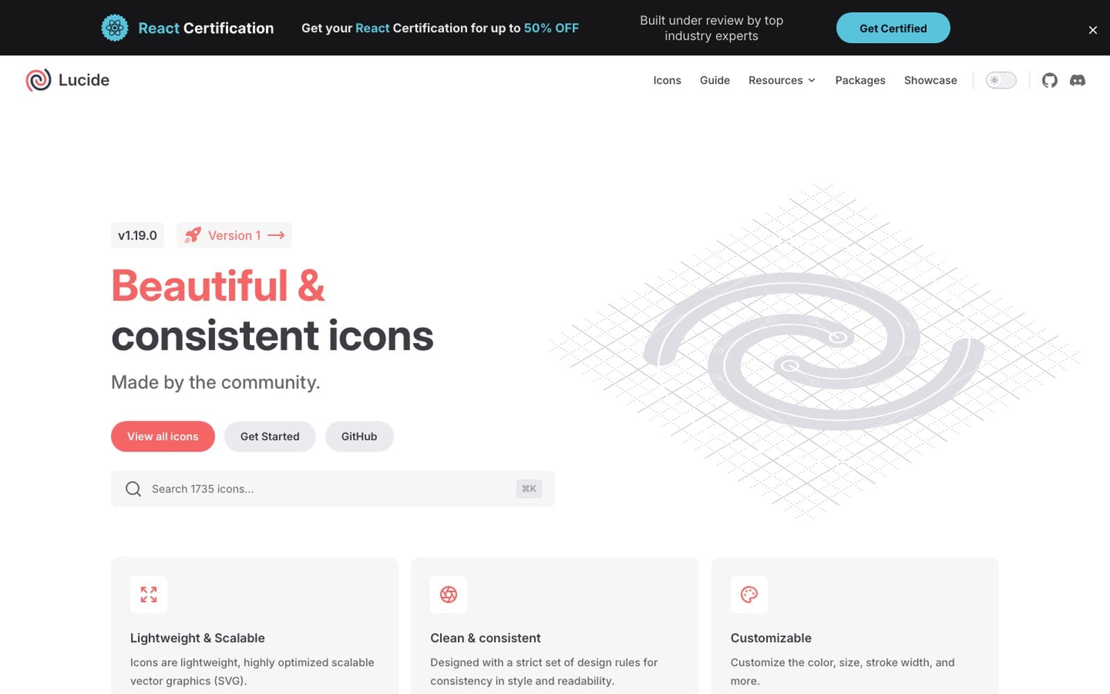 Interface de Lucide