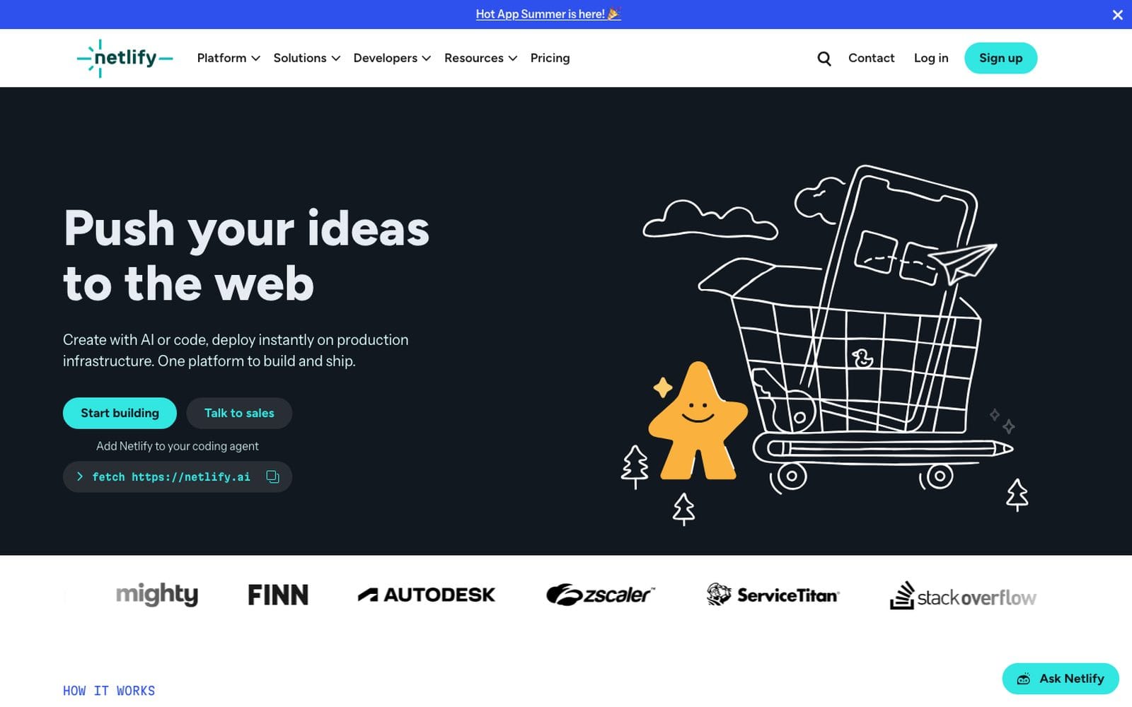 Interface de Netlify