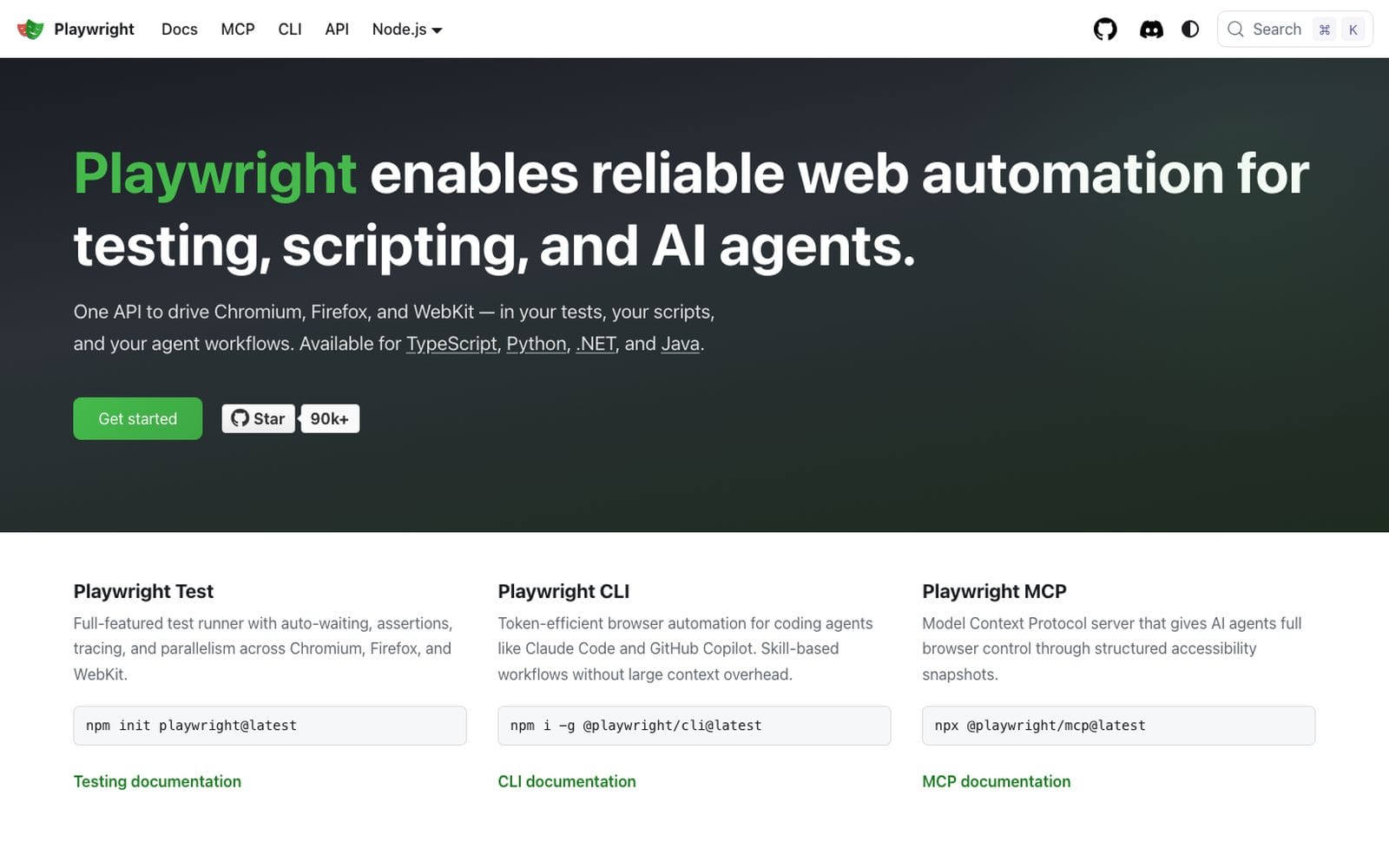 Interface de Playwright