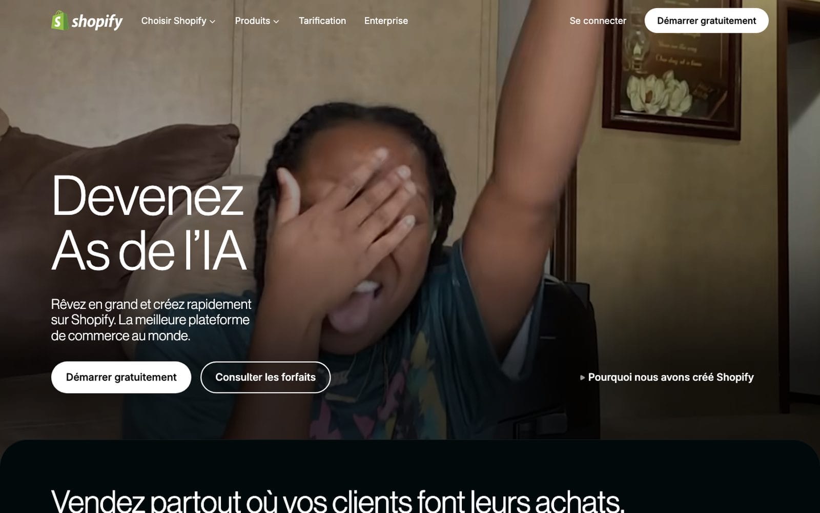 Interface de Shopify