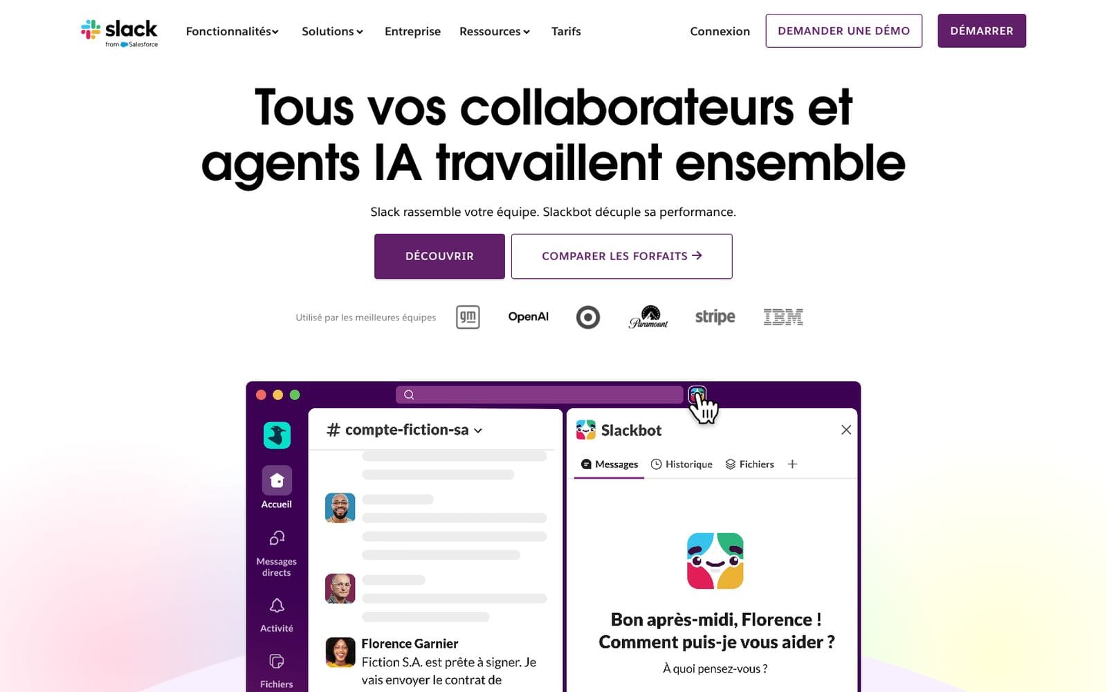 Interface de Slack