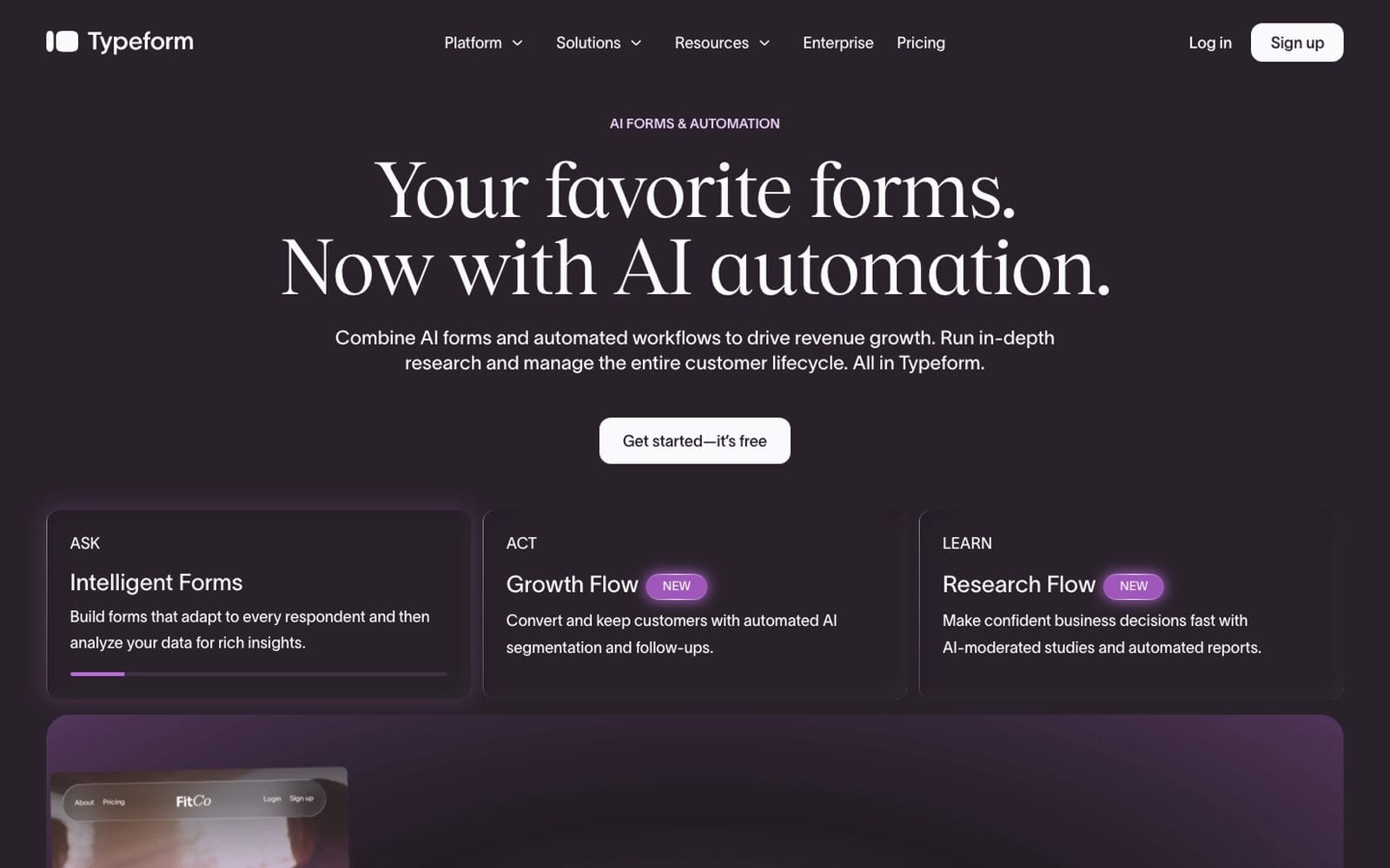 Interface de Typeform