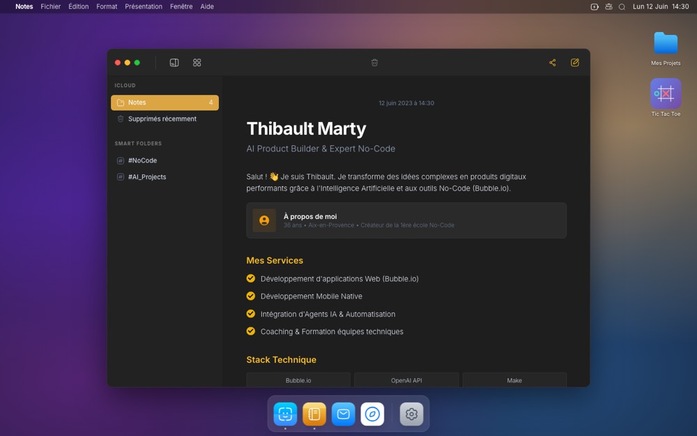 Site créé par Thibault, écran 1